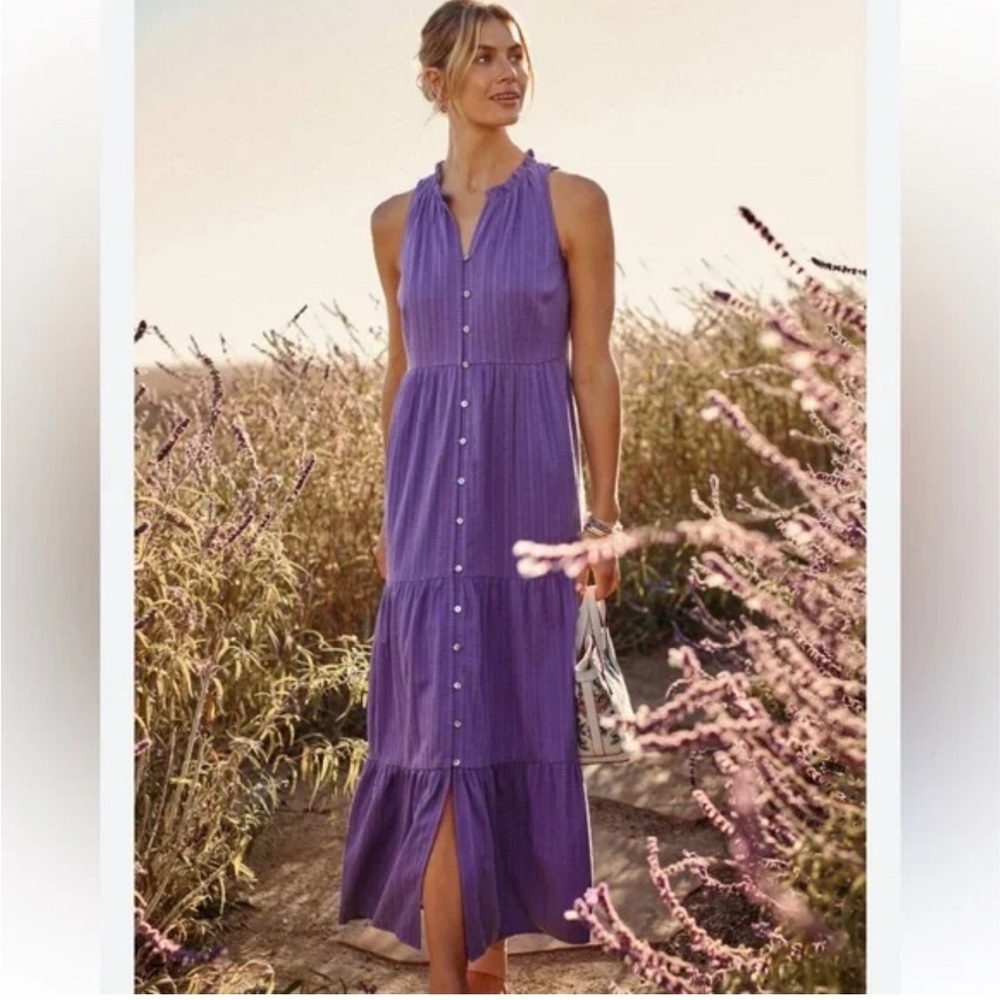 J. Jill Sleeveless Tiered Cotton Blend Maxi Dress Size XL
